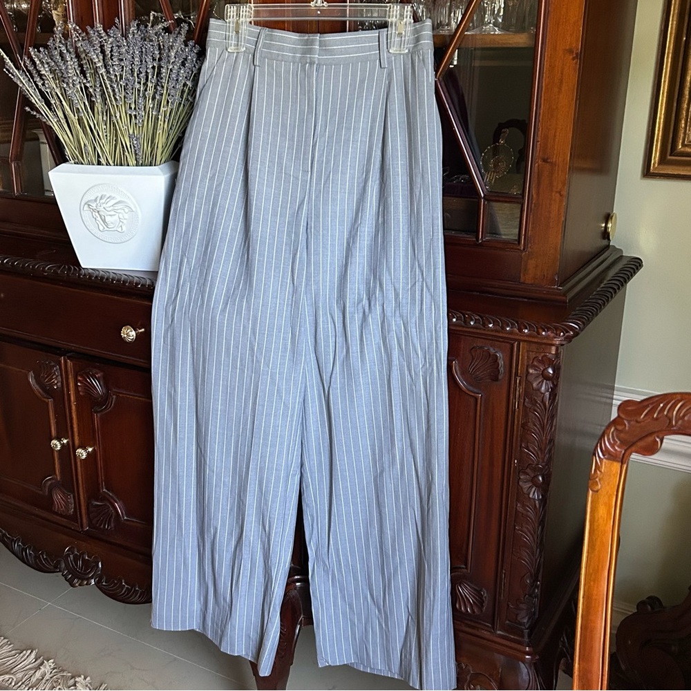 House Of Harlow 1960 Blue Gray Pin Striped Pleated Dressy Tailored Pants